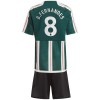 Virallinen pelipaita Manchester United B. Fernandes 8 Vieras 2023-24 Lyhythihainen - Lasten ( + Lyhyet housut )